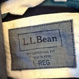L.L. Bean Striped Polo in Navy and White